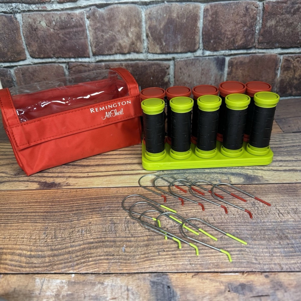 Remington All That Hot Rollers Travel 10 Curlers w Clips / Case Tested!‎ H-1015
